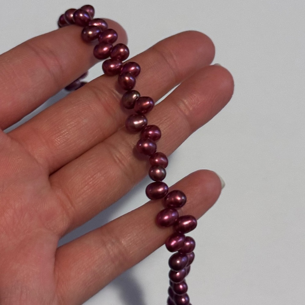 Vintage Handcrafted Burgundy Freshwater Glass Bead Pearl Necklace